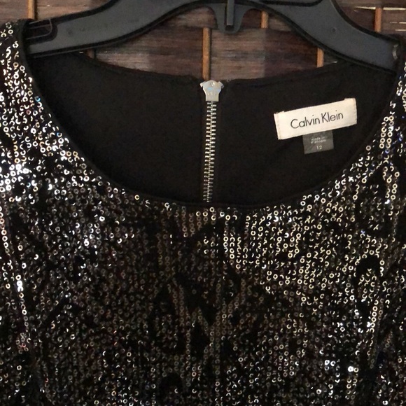 Calvin Klein Womens Black Velvet Sequined Cocktail Dress - Picture 3 of 13